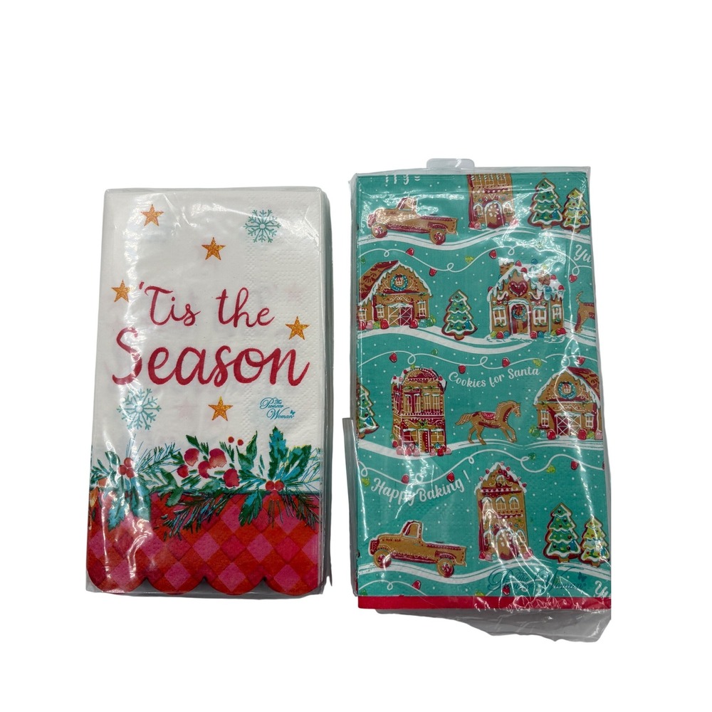 Pioneer Woman Christmas Paper Guest Napkins Lot Tis The Season Gingerbread 47ct